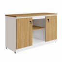 Ver imagem 2 de Armário para Escritório 120cm 2 Portas com Chaves e Nichos Corporate Marrom/Macadâmia/Branco
