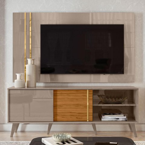 Rack Com Painel Para TV até 65'' 2 Portas Cronos Fendi/Naturale