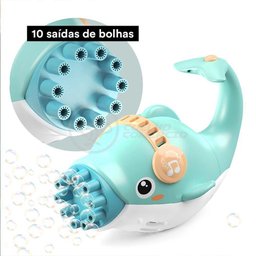 Kit 1 Golfinho Bolha Sabão Criança Infantil+ 3 Pilha Azul 6 - 8