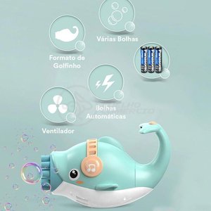 Kit 1 Golfinho Bolha Sabão Criança Infantil+ 3 Pilha Azul 6