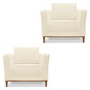 Ver imagem 1 de Kit 2 Poltronas Para Sala de Estar Vega Linho Bege Pés Castanho - Pallazio Veja