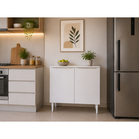 Balcao com Tampo 80 cm 2 Portas Branco