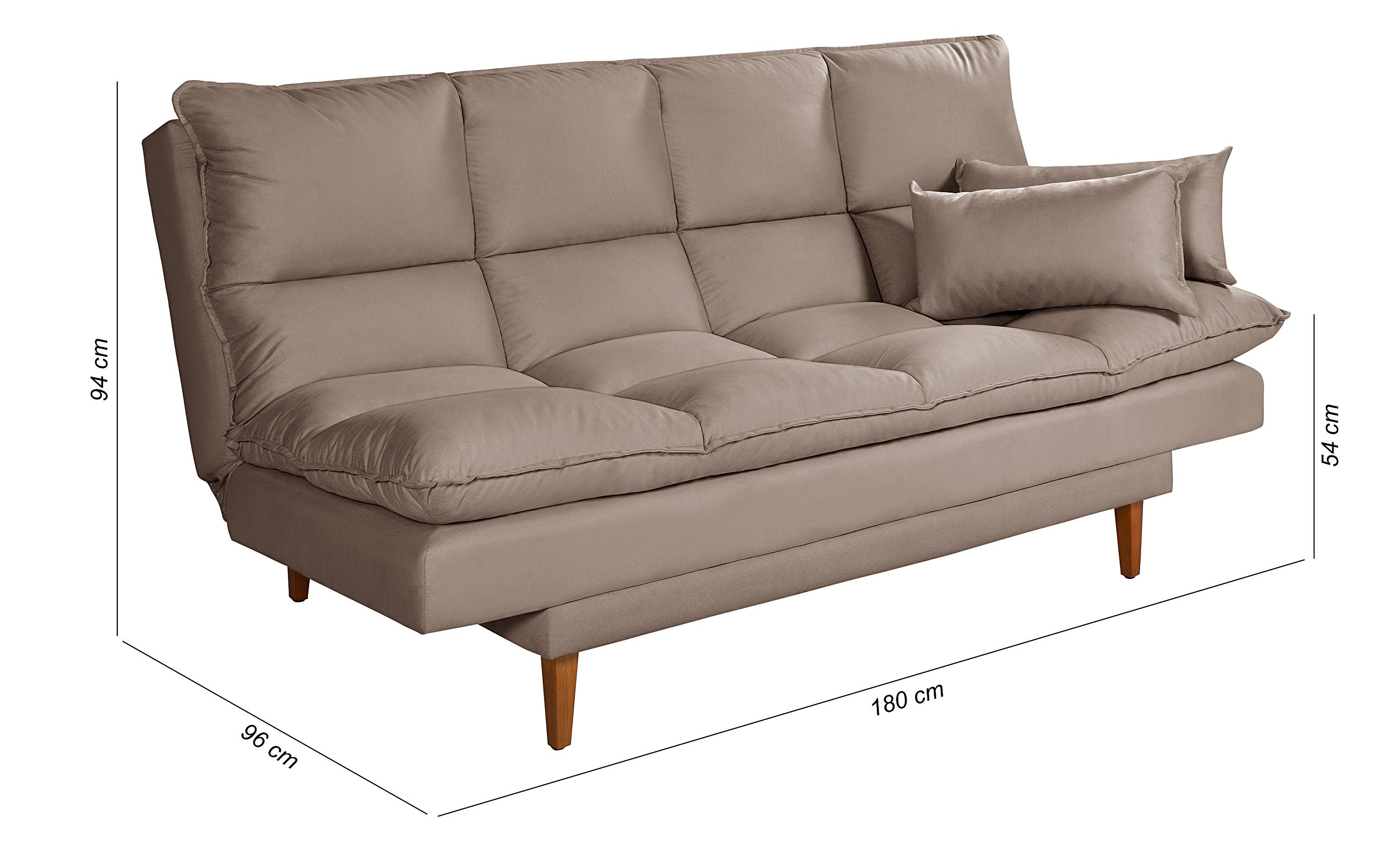 Sofá Cama Casal 3 Lugares Andorra Suede Chocolate 377 Império Estofados