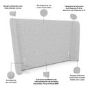 Ver imagem 3 de Cabeceira Casal Nilo 140cm com Cama Pés Madeira Suném P05 Linho Cinza Claro Bouclê Cru- Lyam Decor