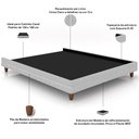 Ver imagem 4 de Cabeceira Casal Nilo 140cm com Cama Pés Madeira Suném P05 Linho Cinza Claro Bouclê Cru- Lyam Decor