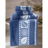 Kit 3 Toalhas de Banho Folha Azul Escuro 100% Algodão 75cm X 140cm Muito Grande - 1