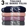 Kit 3 Toalhas de Banho Folha Azul Escuro 100% Algodão 75cm X 140cm Muito Grande - 2