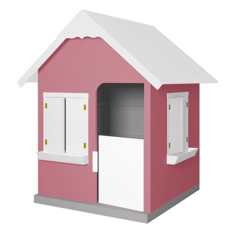 Casinha de Brinquedo com Floreiros Mdf Rosa/branco - Criança Feliz Gran Belo