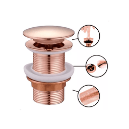 Válvula Lavatorio Click Luxo Rose Gold 8 Cm - 1.1/4 - 3