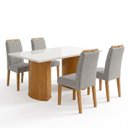 Ver imagem 2 de Conjunto de Mesa de Jantar 4 Lugares Isla e Lyra 120x80cm Cinamomo Off White e Cinza