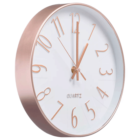 Relógio de Parede 30 Cm Decorativo Silencioso Rose Gold 950 Pgb Relógio 30 Cm Decorativo Rose Gold B