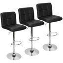 Ver imagem 1 de Kit 3 Banquetas Confort Gomos Estofada Couro Giratória C/ Regulagem Preta Preto