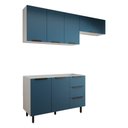 Ver imagem 1 de Cozinha Completa Vicenza 6 Portas 3 Gavetas Branco/Azul - Panorama Móveis