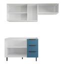 Ver imagem 5 de Cozinha Completa Vicenza 6 Portas 3 Gavetas Branco/Azul - Panorama Móveis