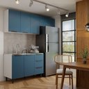 Ver imagem 3 de Cozinha Completa Vicenza 6 Portas 3 Gavetas Branco/Azul - Panorama Móveis