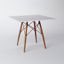 Ver imagem 1 de Mesa Eiffel Cobre Tampo De Madeira Quadrado 90Cm Branco