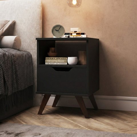 Mesa de Cabeceira - 1 Gav Retro 400x580x380 mm Preto