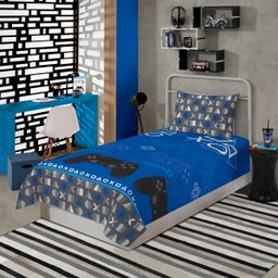 Jogo de Cama Infantil Lepper Playstation Solteiro 2 Peças Microfibra Azul - 2