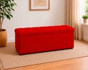Ver imagem 6 de Kit Cabeceira Mais Calçadeira com Bau Eros Casal 140 cm para Cama Box Suede Vermelho Biselos-Decor