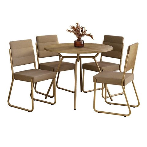 Conjunto Sala de Jantar 4 Cadeiras San Francisco Carraro Dourada