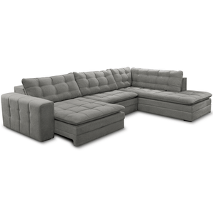 Sofá Retrátil com Divã Direito Merlot Saturno Cinza 310cm Fabrispuma