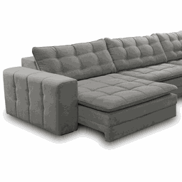 Sofá Retrátil com Divã Direito Merlot Saturno Cinza 310cm Fabrispuma - 2