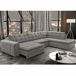 Sofá Retrátil com Divã Direito Merlot Saturno Cinza 310cm Fabrispuma - 4