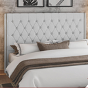 Ver imagem 1 de Cabeceira Estofada Cama Box Queen 1,60 Firenze para Quarto em Veludo Cinza - Larbelle
