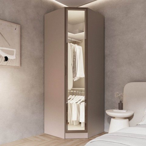 Guarda Roupa Planejado 100% MDF de Canto Oblíquo Reflecta Orion CabeCasa MadeiraOriginals Marrom
