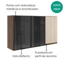 Ver imagem 4 de Armario Aereo 3 Portas Vidro MDF 120 cm Kali 1219717 Nicioli Carvalho Toq Bianco