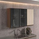 Ver imagem 6 de Armario Aereo 3 Portas Vidro MDF 120 cm Kali 1219717 Nicioli Carvalho Toq Bianco