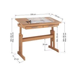 Escrivaninha Mesa de Desenho Olivia em Madeira Maciça Mel Claro - 9