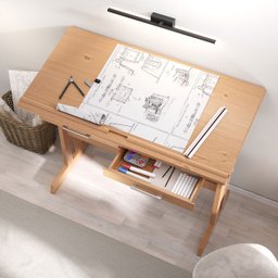 Escrivaninha Mesa de Desenho Olivia em Madeira Maciça Mel Claro - 3