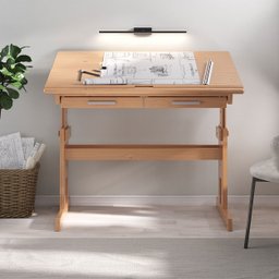 Escrivaninha Mesa de Desenho Olivia em Madeira Maciça Mel Claro - 2
