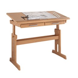 Escrivaninha Mesa de Desenho Olivia em Madeira Maciça Mel Claro - 6