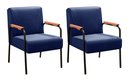 Ver imagem 1 de Kit 2 Poltronas Decorativas Jade Braços Fixo para Sala de Estar, Recepção - Suede Azul Marinho