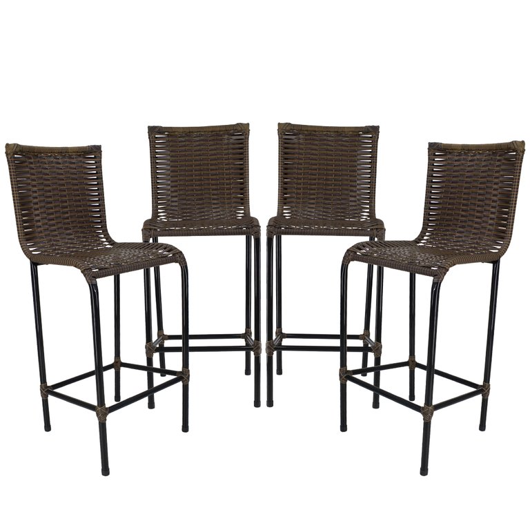 4 Banquetas Diplomata em Fibra sintética e Aço Carbono Para Área Externa, Sala De Jantar - Argila 4 Banquetas Diplomata em Fibra sintética e Aço Carbono Para Área Externa, Sala De Jantar - Argila