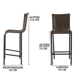 4 Banquetas Diplomata em Fibra sintética e Aço Carbono Para Área Externa, Sala De Jantar - Argila - 3