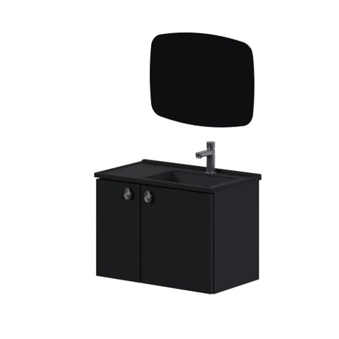 Armário Banheiro Aço 60cm Tarumã Preto com Lavatório Preto - P103358 - COZIMAX Armario Banheiro Aço 