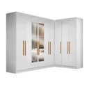 Ver imagem 2 de Guarda-Roupa Modulado de Canto com Puxadores MDF e Espelho Paris Branco