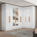 Ver imagem 1 de Guarda-Roupa Modulado de Canto com Puxadores MDF e Espelho Paris Branco