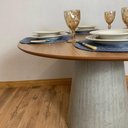 Ver imagem 3 de Mesa de Jantar Cone Redonda 130 Cm Base Cimento Concreto Tampo Freijó
