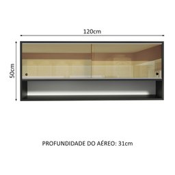 Armário Aéreo Madesa 2 Portas Correr Vidro Reflex 1 Nicho para Cozinhas Glamy, Lux e Reims - 2