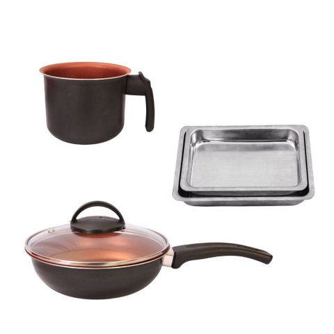 Kit Antiaderente – Leiteira + Frigideira + 2 Assadeiras