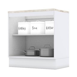 Balcão 2 Portas 80 Cm Americana Branco com Tampo Cooktop Calcare – Henn - 2
