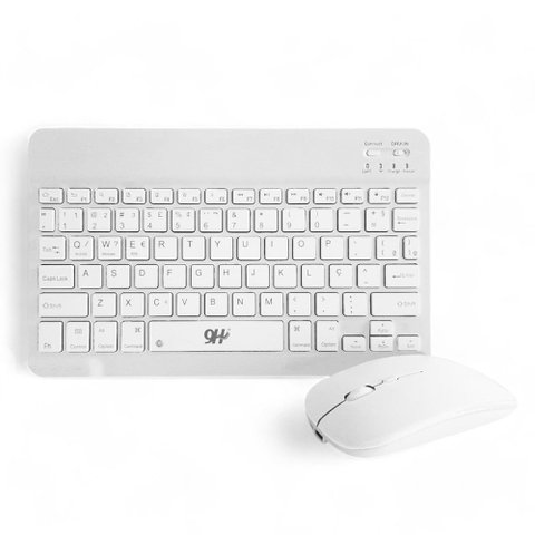 Kit Teclado e Mouse sem Fio A6732 Branco Conexão Recarregável Ultra Fino Cor:branco