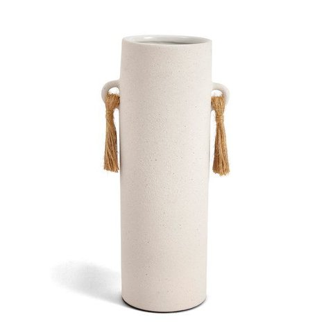 Vaso Decorativo em Cerâmica com Detalhe em Corda Branco 32,5cm 17379 Mart