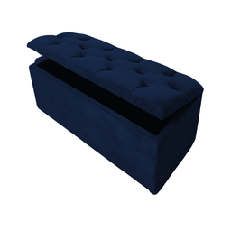 Bau Solteiro Capitonê Pé de Cama Decoração Guarda Objetivos - Azul - 1