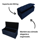 Ver imagem 3 de Bau Solteiro Capitonê Pé de Cama Decoração Guarda Objetivos - Azul