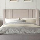 Ver imagem 2 de Cabeceira Estofada Cama Box Casal Grécia 140cm Suede Bege